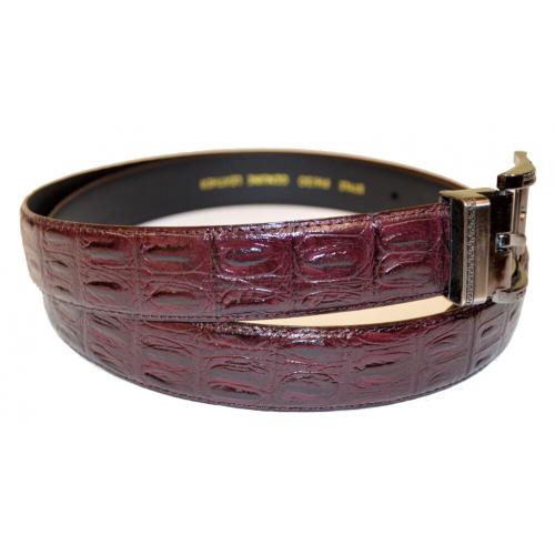 Giorgio Brutini Wine Hornback Crocodile Print Leather Belt GB-137